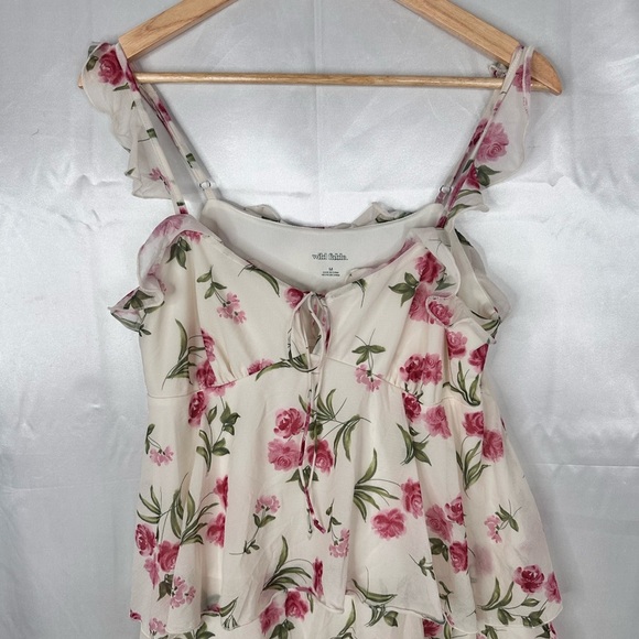 NWOT Wild Fable Floral Tiered Lined Mini Dress Adjustable Straps Size Medium - Picture 2 of 9